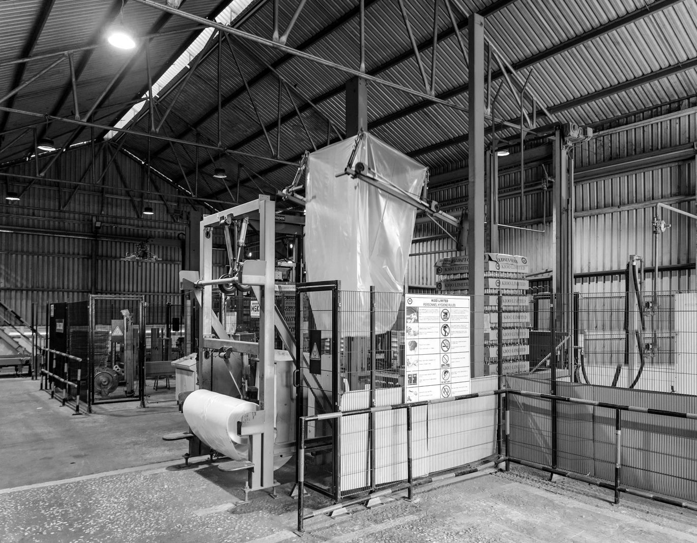 A production machine in a factory hall